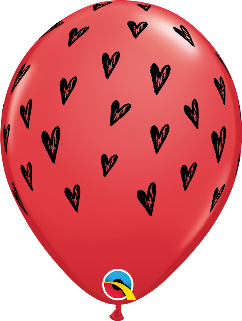 10642 - 25 X 11" ROUND RED LATEX PRICKLY HEART SEEDS BALLOON
