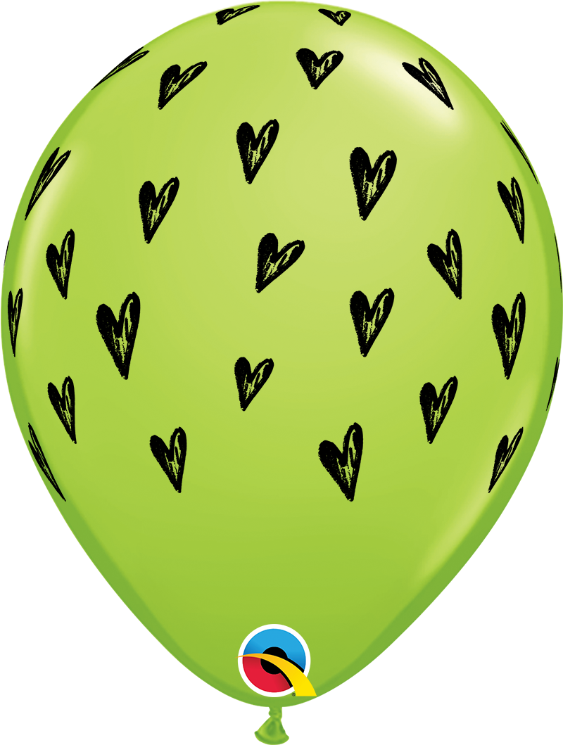10643 - 25 X 11" ROUND LIME GREEN LATEX PRICKLY HEART SEEDS BALLOON
