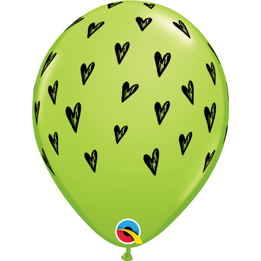 10643 - 25 X 11" ROUND LIME GREEN LATEX PRICKLY HEART SEEDS BALLOON