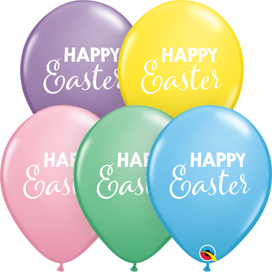 11246 - 25 X 11" ROUND PASTEL ASSORTED HAPPY EASTER LATEX BALLOONS