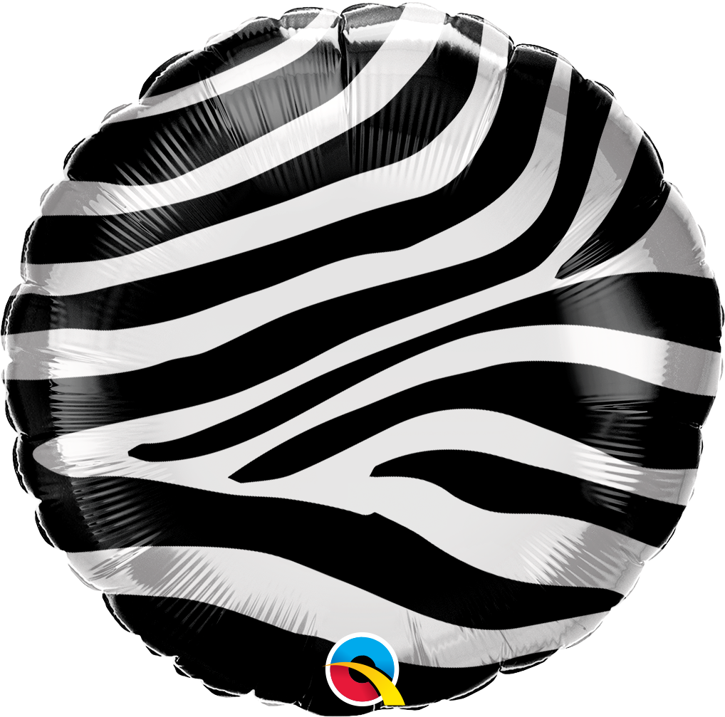 13354 - 1 X 18" ROUND FOIL ZEBRA STRIPES PATTERN BALLOON