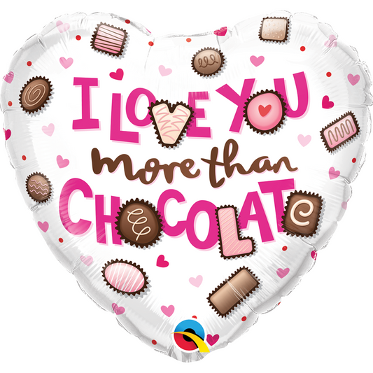 16678 - 1 X 18" HEART FOIL I LOVE YOU MORE THAN CHOCOLATE BALLOON