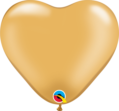 17726 - 100 X 6" HEART GOLD LATEX BALLOONS