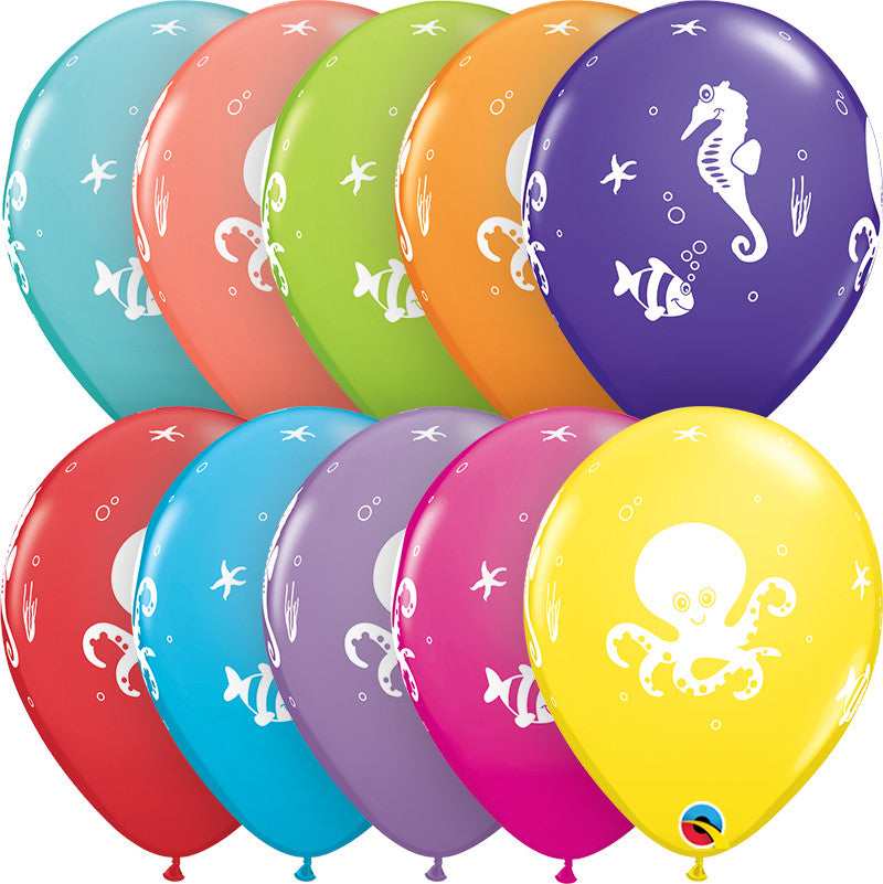 17944 - 6 X 11" FUN SEA CREATURES LATEX BALLOONS