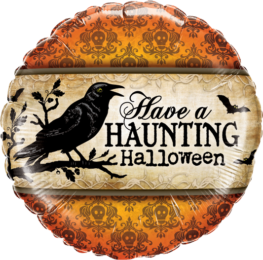 18412 - 1 X 18" ROUND HAVE A HAUNTING HALLOWEEN FOIL BALLOON