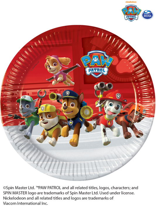 21718 - 8 X 23CM PAPER PLATES PAW PATROL READY FOR ACTION