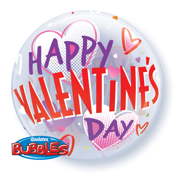 34652 - 1 X 22" VALENTINE'S BOLD HEARTS BUBBLE BALLOON