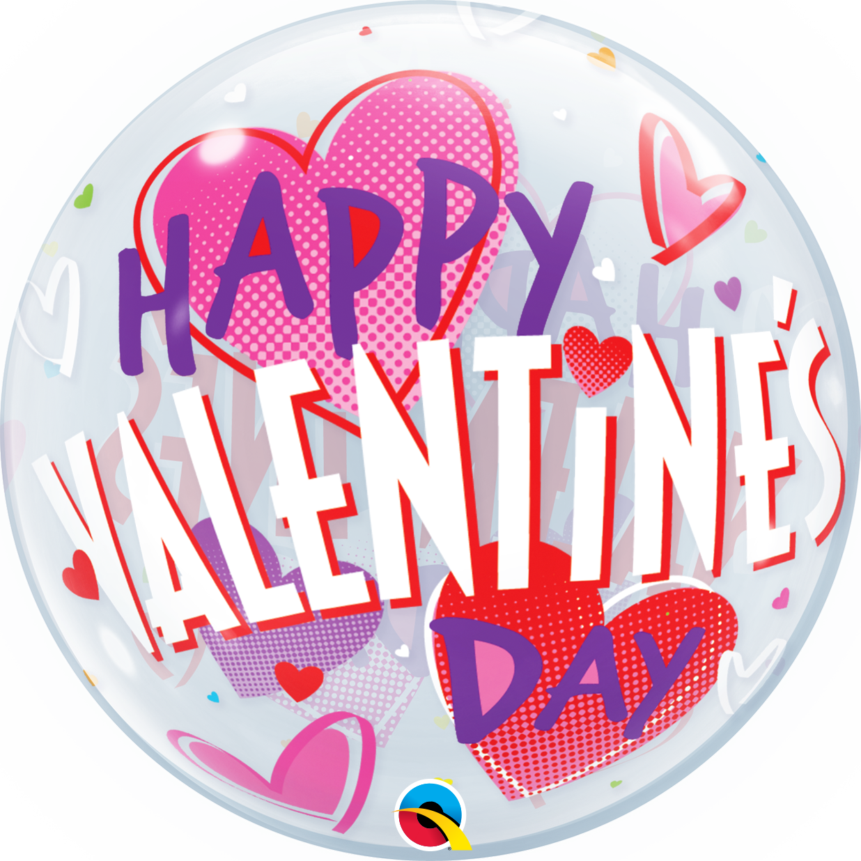 34652 - 1 X 22" VALENTINE'S BOLD HEARTS BUBBLE BALLOON