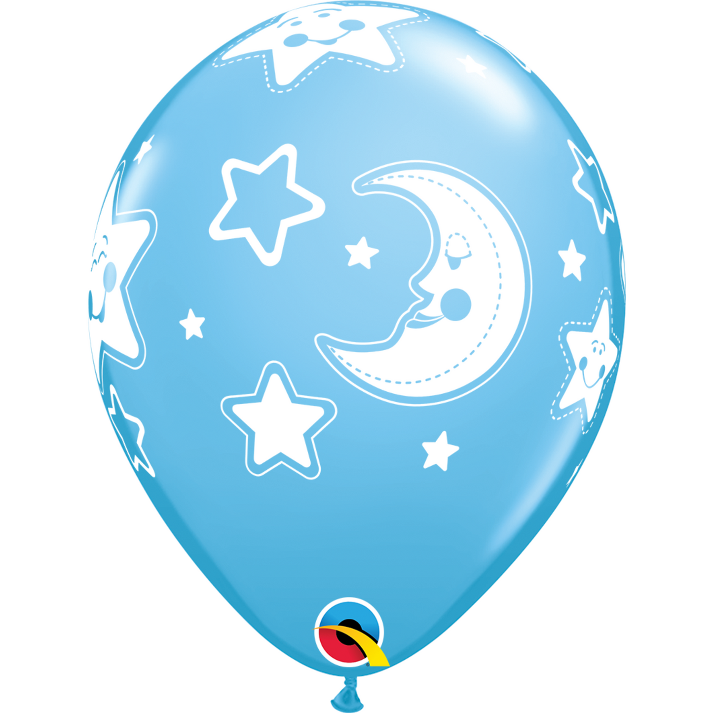 43004 - 6 X 11" PEARL LIGHT BLUE LATEX BALLOONS BABY MOON & STARS