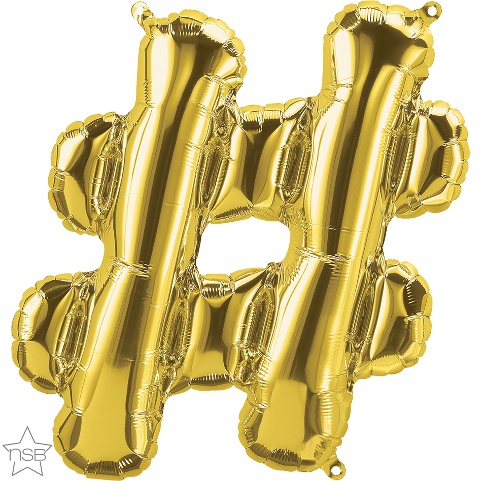 59760 - 1 X 16" SYMBOL HASHTAG GOLD FOIL BALLOON