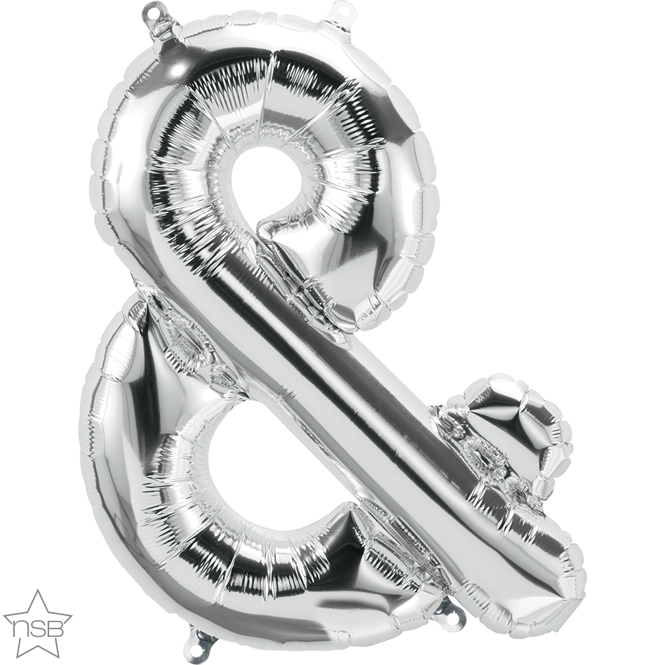 59764 - 1 X 16" SYMBOL AMPERSAND SILVER FOIL BALLOON