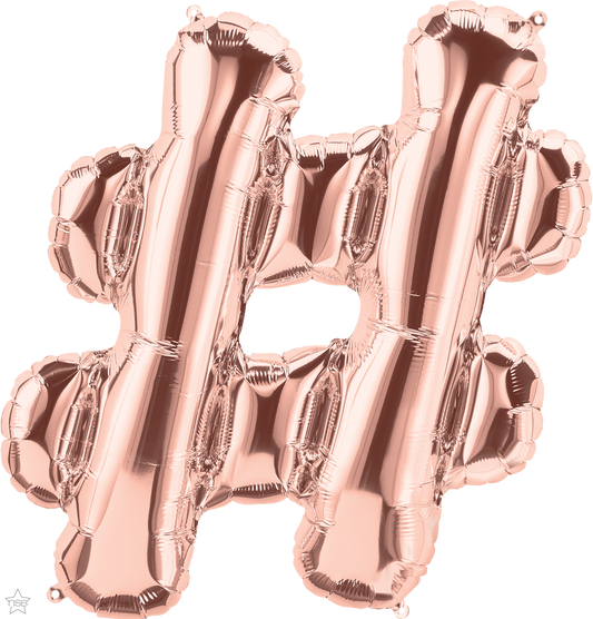 59826 - 34" SYMBOL PACKAGED HASHTAG ROSE GOLD FOIL BALLOON