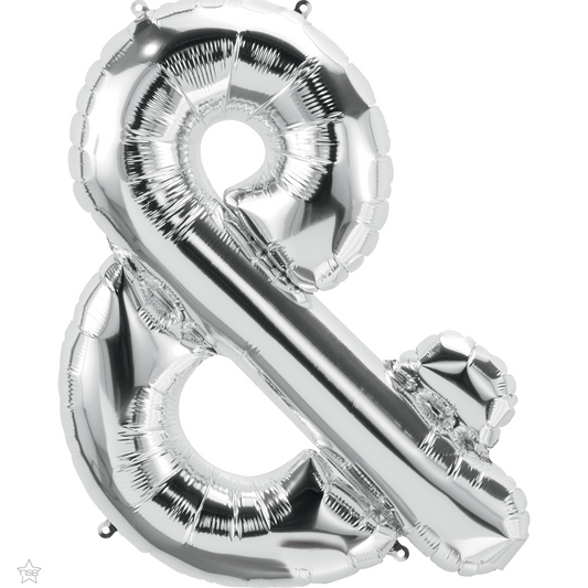 59917 - 34" SYMBOL PACKAGED AMPERSAND SILVER FOIL BALLOON