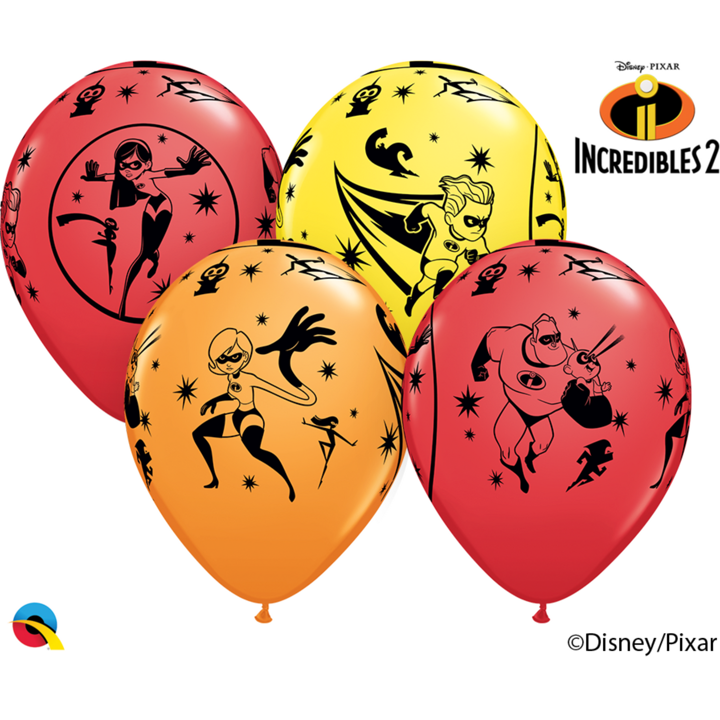 84635 - 6 X 11" ROUND LATEX BALLOONS DISNEY PIXAR INCREDIBLES 2