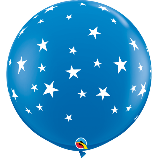 88282 - 2 X 3' DARK BLUE LATEX BALLOONS CONTEMPO STARS AROUND