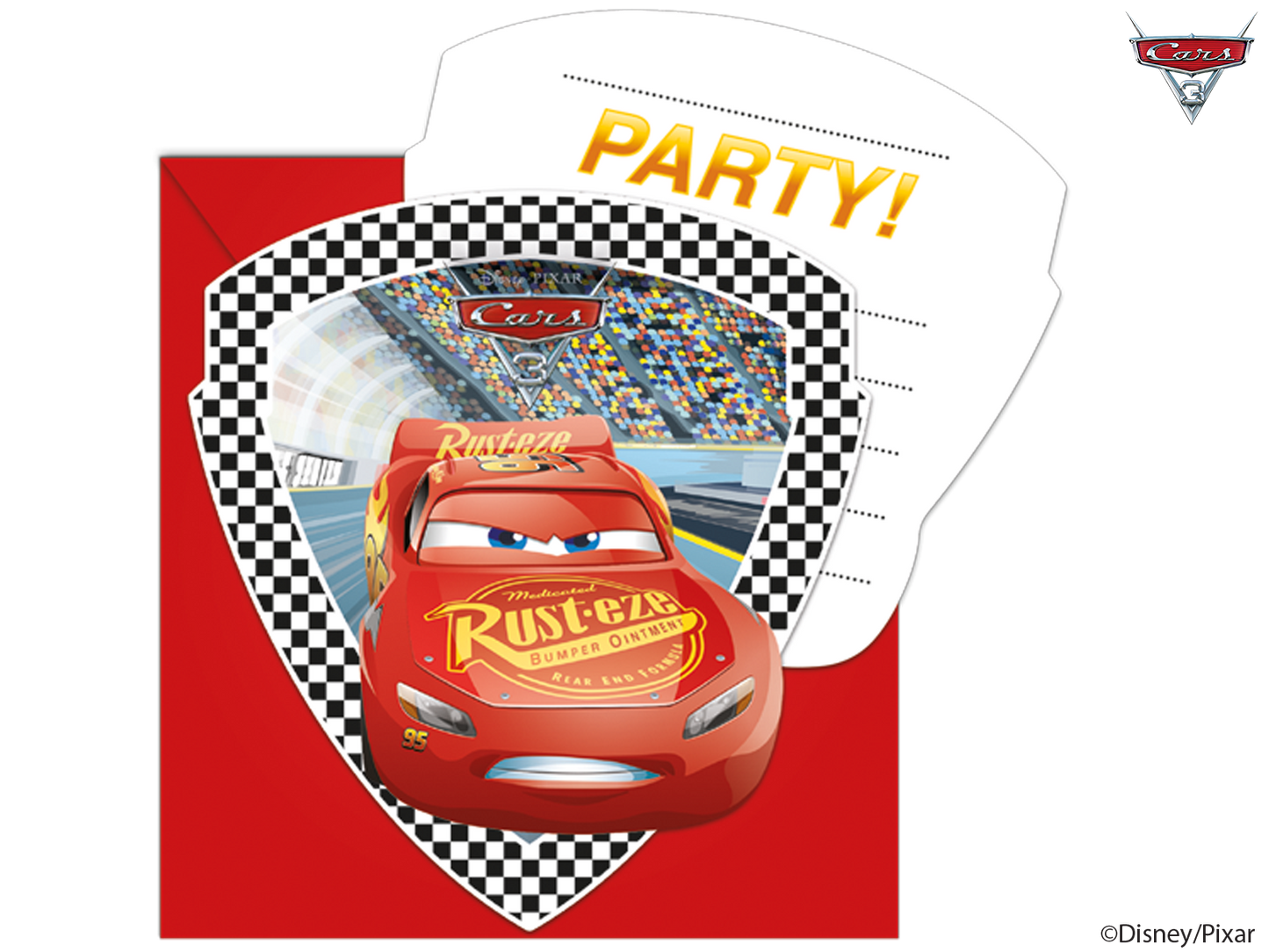 99900 - 6 X INVITATIONS & ENVELOPES DISNEY PIXAR CARS 3