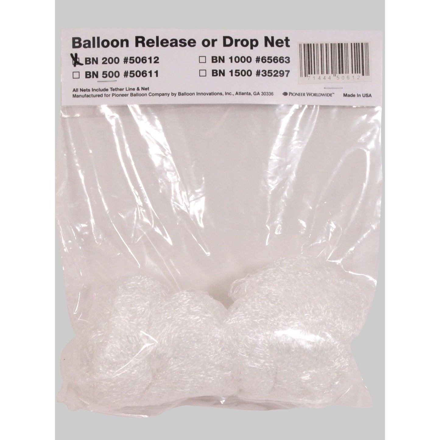 50612 - 200 BALLOONS DROP/RELEASE NET WHITE